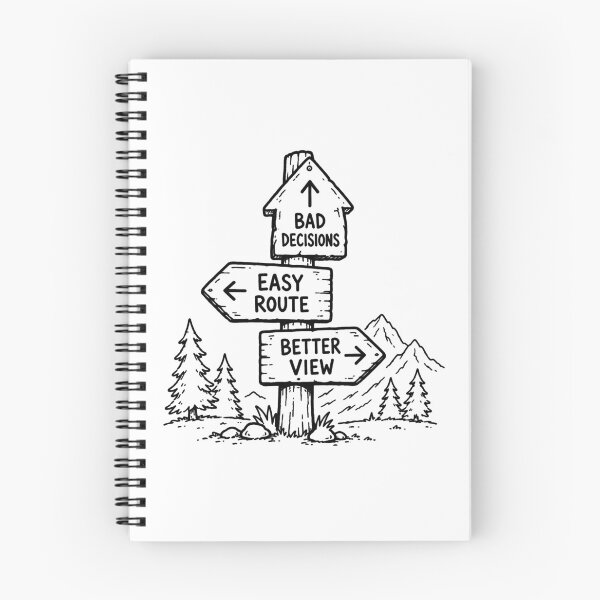 Item preview, Bad Decisions Better View Funny Hiking Travel Sketch Design designed and sold by MonkiFlipp.