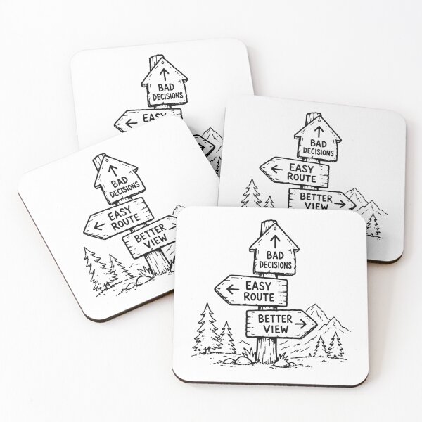 Item preview, Bad Decisions Better View Funny Hiking Travel Sketch Design designed and sold by MonkiFlipp.