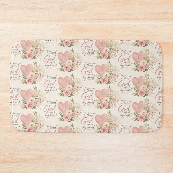 Item preview, I Trust God with All My Heart | Floral Christian Typography with Pink Heart designed and sold by Alpha-Hood.