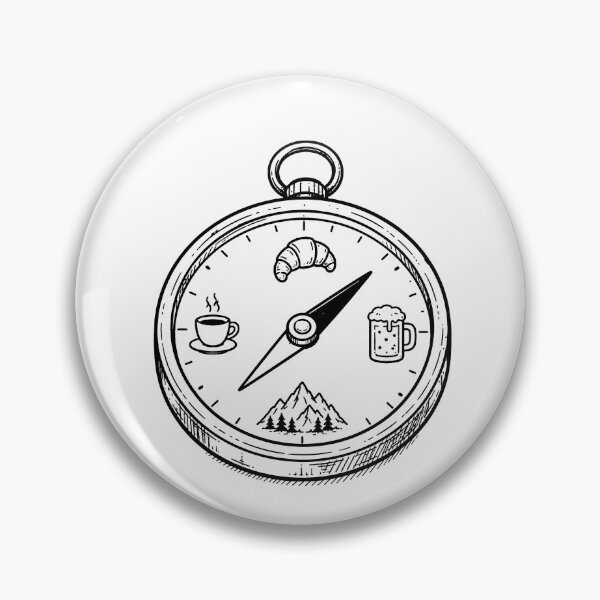 Item preview, Adventure Compass Coffee Beer Mountains Funny Travel Sketch Design designed and sold by MonkiFlipp.