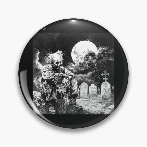 Item preview, Creepy Graveyard Clown Under the Full Moon – Gothic Horror Art designed and sold by inkoutninja.