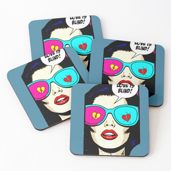 Item preview, Love Is Blind | Pop Art Comic Design Broken Hearts Glasses designed and sold by AstronautMerch.