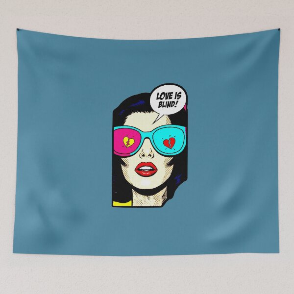 Item preview, Love Is Blind | Pop Art Comic Design Broken Hearts Glasses designed and sold by AstronautMerch.