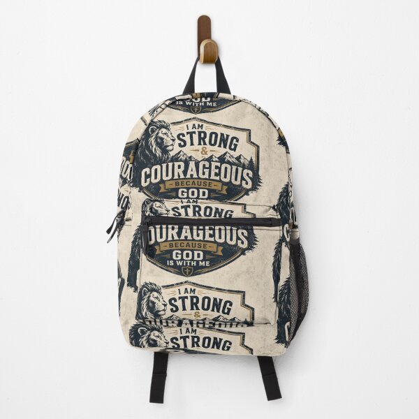 Item preview, Strong & Courageous Because God Is With Me | Christian Lion Typography | Joshua 1:9 designed and sold by Alpha-Hood.