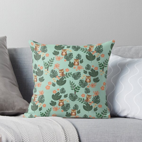 Item preview, Cute Owl and Tropical Leaves designed and sold by JohanaStyle.