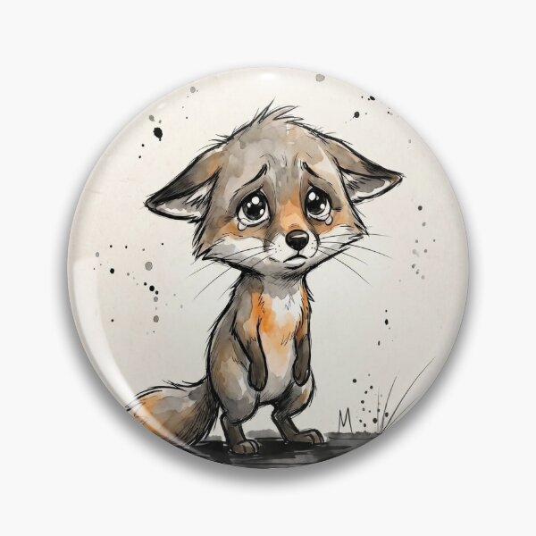 Item preview, Sad Crying Little Fox - Cute Baby Fox Watercolor Ink Art designed and sold by ZINO WORLD.