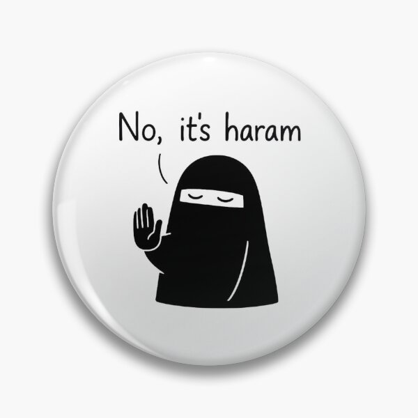 Item preview, "No, It's Haram" Funny Meme Sticker | Niqab Cartoon | Humorous Reaction Design designed and sold by DripKick.