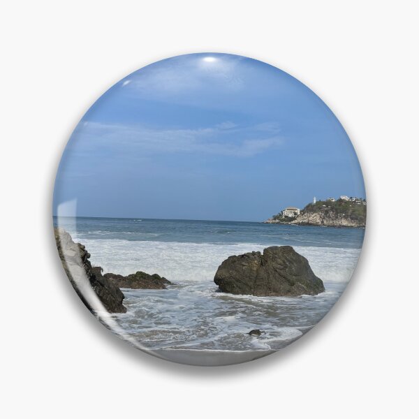 Item preview, Idyllic sandy beach with large rocks and blue sky designed and sold by Art of Momenz.