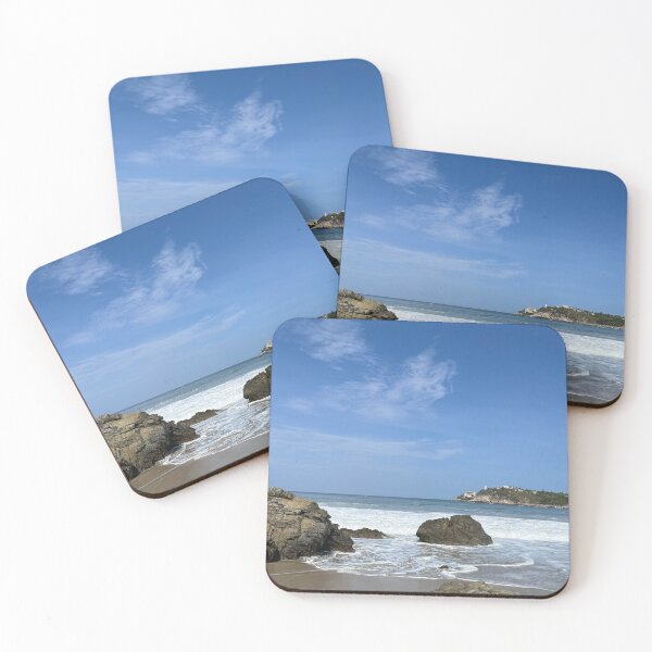 Item preview, Idyllic sandy beach with large rocks and blue sky designed and sold by Art of Momenz.