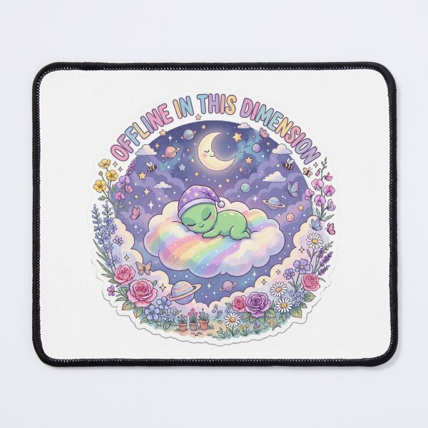 Item preview, Offline In This Dimension Cute Alien | Pastel Cosmic Aesthetic UFO Art designed and sold by Pride_Prints.