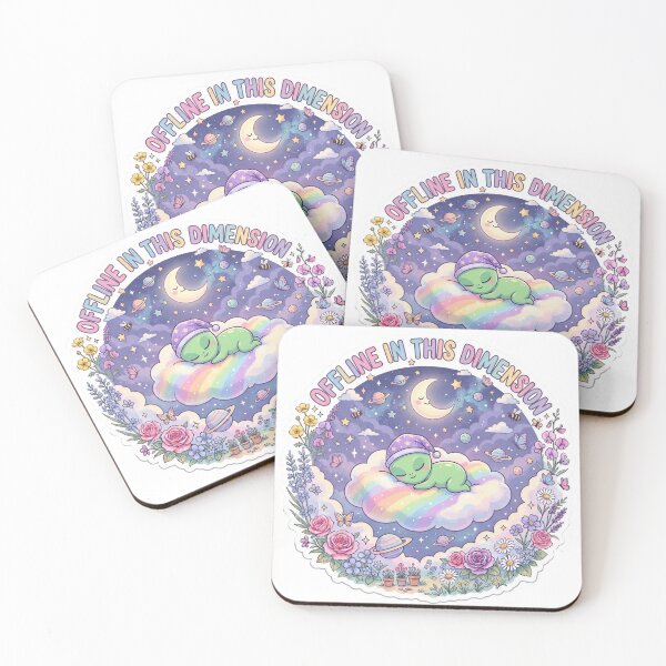 Item preview, Offline In This Dimension Cute Alien | Pastel Cosmic Aesthetic UFO Art designed and sold by Pride_Prints.