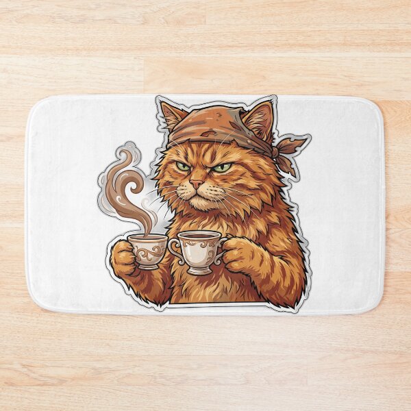 Item preview, Feral Cat Drinking Coffee Unamused Humor designed and sold by ryanguas.