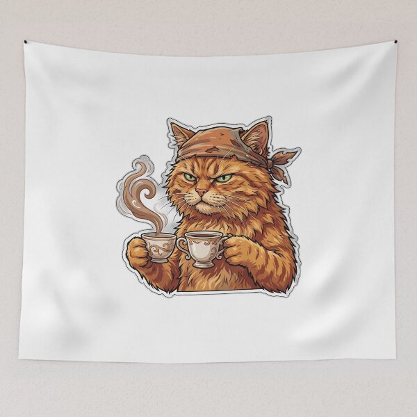 Item preview, Feral Cat Drinking Coffee Unamused Humor designed and sold by ryanguas.