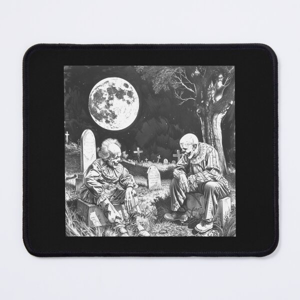Item preview, Two Creepy Clowns in a Moonlit Graveyard – Gothic Horror Art designed and sold by inkoutninja.