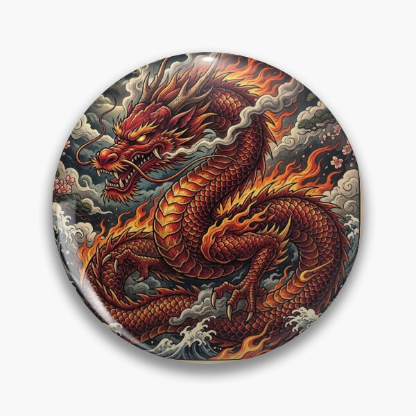 Item preview, Japanese Fire Dragon Traditional Red Graphic designed and sold by inkvera9.