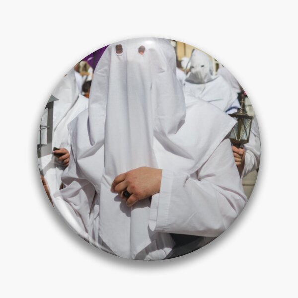 Item preview, Participants in White Hooded Robes During Traditional Religious Procession Holding Lanterns designed and sold by Nmallia.