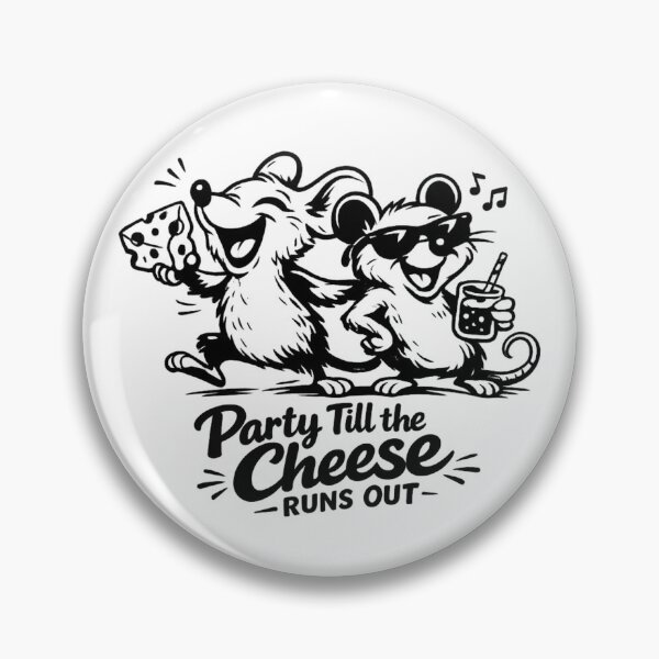 Item preview, Playful Mice Cartoon – “Party Till the Cheese Runs Out” Funny Black & White T‑Shirt Design designed and sold by EdgeSphere.