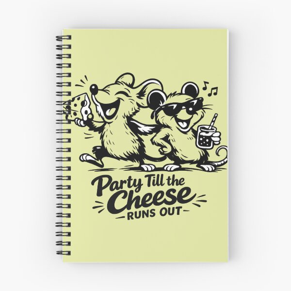 Item preview, Playful Mice Cartoon – “Party Till the Cheese Runs Out” Funny Black & White T‑Shirt Design designed and sold by EdgeSphere.