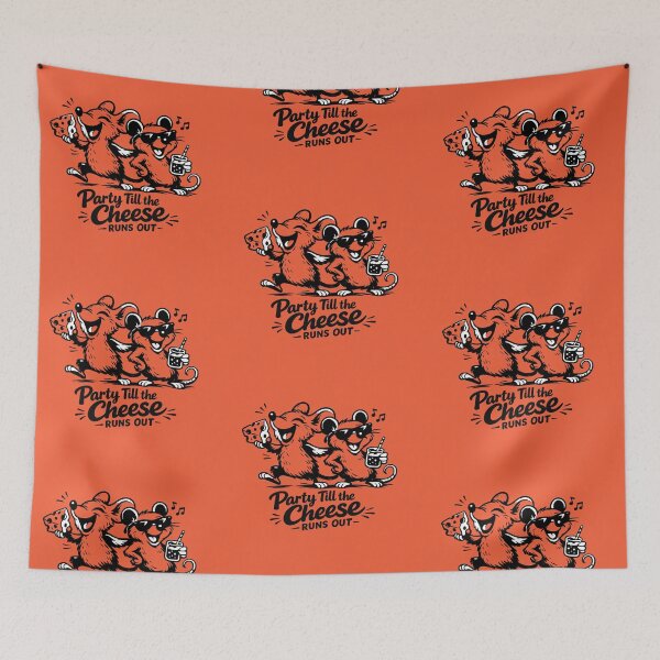 Item preview, Playful Mice Cartoon – “Party Till the Cheese Runs Out” Funny Black & White T‑Shirt Design designed and sold by EdgeSphere.