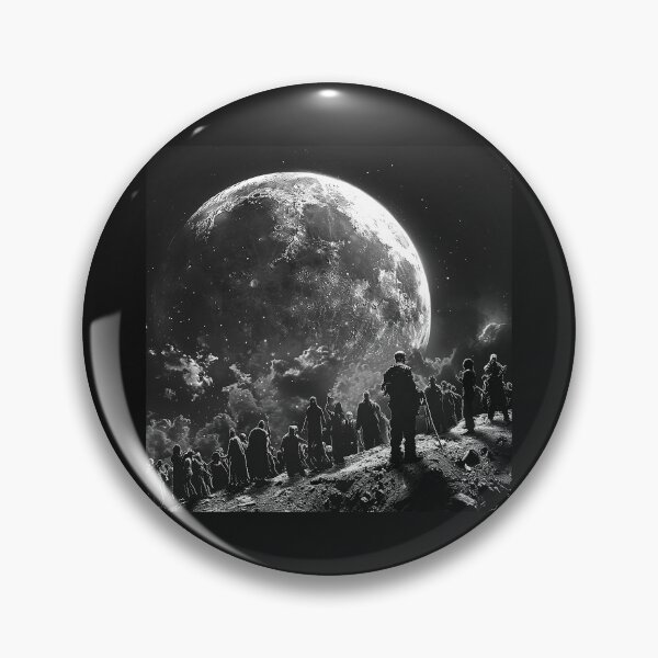 Item preview, Pilgrims Beneath a Giant Moon – Dark Celestial Fantasy Art designed and sold by inkoutninja.