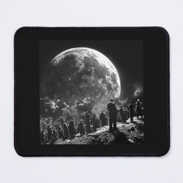 Item preview, Pilgrims Beneath a Giant Moon – Dark Celestial Fantasy Art designed and sold by inkoutninja.