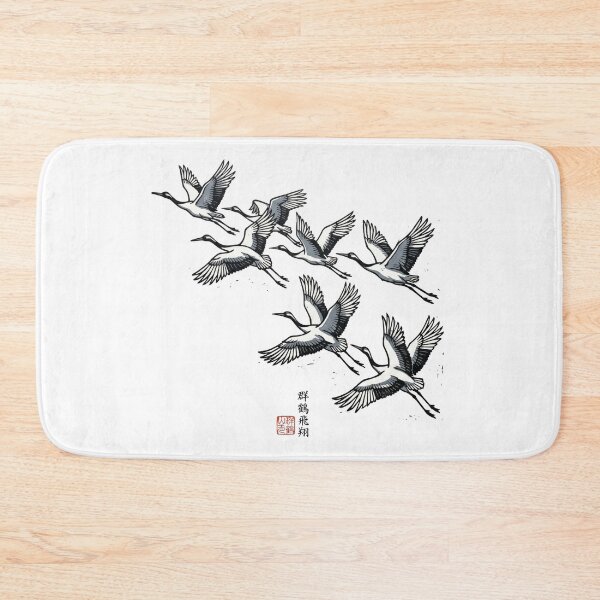 Item preview, Traditional Japanese Flying Cranes Linocut Art designed and sold by seven things shop.