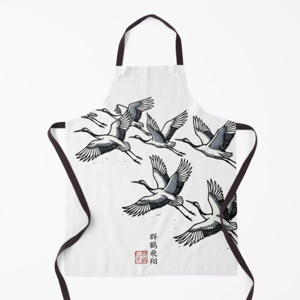 Item preview, Traditional Japanese Flying Cranes Linocut Art designed and sold by seven things shop.