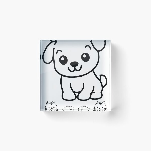 Item preview, Cute Cartoon Puppy and Kittens Line Art designed and sold by EHdesignShop.