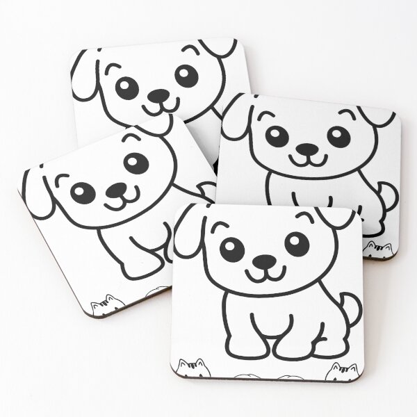 Item preview, Cute Cartoon Puppy and Kittens Line Art designed and sold by EHdesignShop.