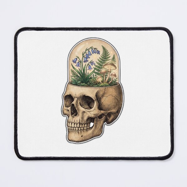 Item preview, Overthinker Wildflower Terrarium Skull designed and sold by ryanguas.