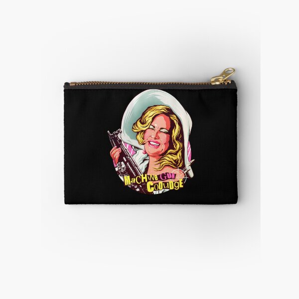 Item preview, Laughing Blonde Woman in White Scarf Holding Gun Pink designed and sold by Chicica.
