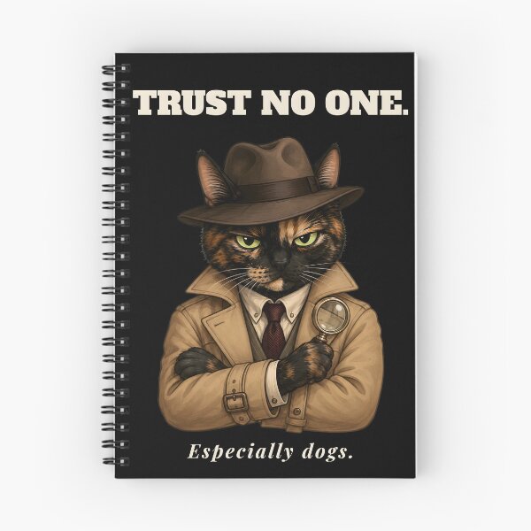 Item preview, Sarcastic Cat Lover Gift — Trust No One Especially Dogs — Tortoiseshell Detective Noir Art designed and sold by Martin's_Design.