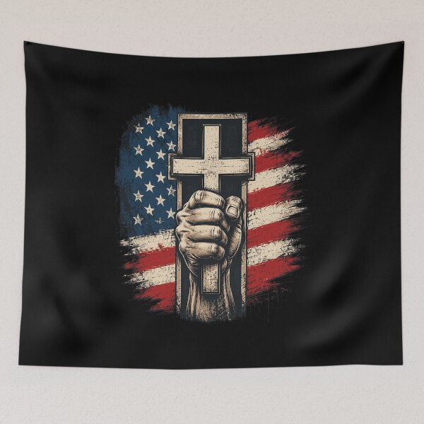 Item preview, American USA Flag Christian Cross Jesus 4th of July designed and sold by OlakunleOloroz.