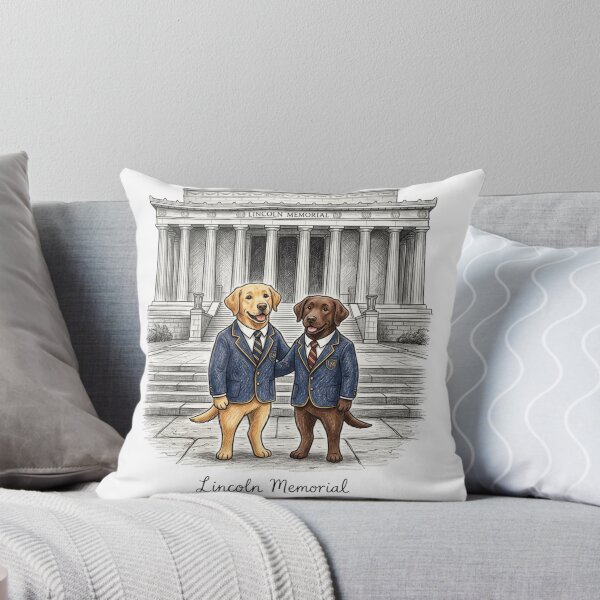 Item preview, Cute Labradors at Lincoln Memorial - Preppy Navy Blazer Chibi Dog Couple Travel Art designed and sold by TaiwanMemory.
