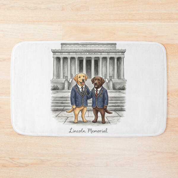 Item preview, Cute Labradors at Lincoln Memorial - Preppy Navy Blazer Chibi Dog Couple Travel Art designed and sold by TaiwanMemory.
