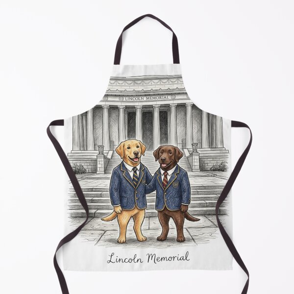 Item preview, Cute Labradors at Lincoln Memorial - Preppy Navy Blazer Chibi Dog Couple Travel Art designed and sold by TaiwanMemory.