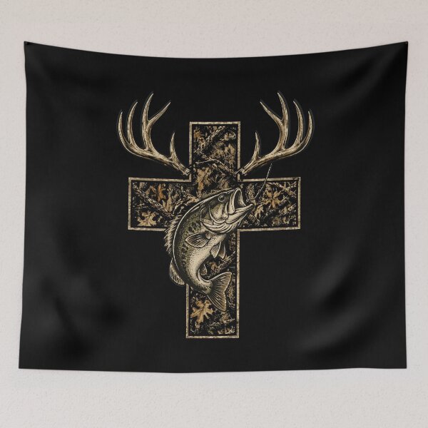 Item preview, Camo Faith Hunting Fishing Cross Hook Christian Jesus designed and sold by OlakunleOloroz.