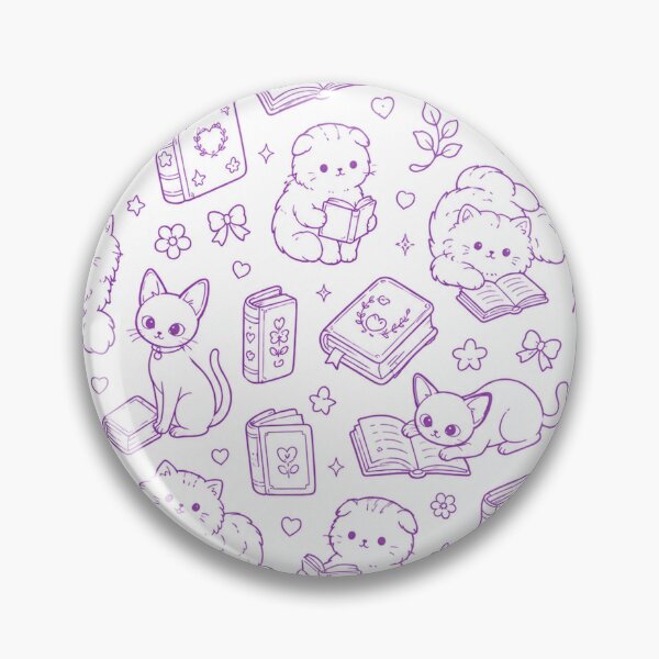 Item preview, Purple Puss in Books | Cute Cat and Book Pattern designed and sold by TerScott.