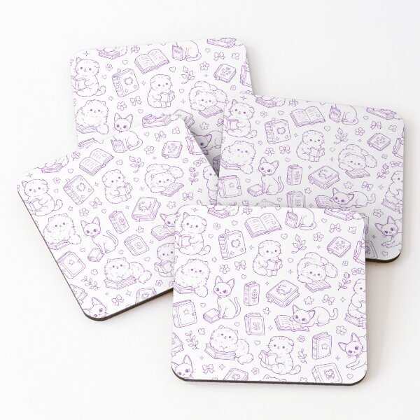 Item preview, Purple Puss in Books | Cute Cat and Book Pattern designed and sold by TerScott.