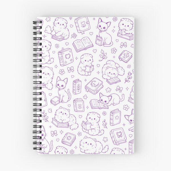Item preview, Purple Puss in Books | Cute Cat and Book Pattern designed and sold by TerScott.