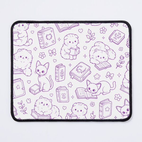 Item preview, Purple Puss in Books | Cute Cat and Book Pattern designed and sold by TerScott.