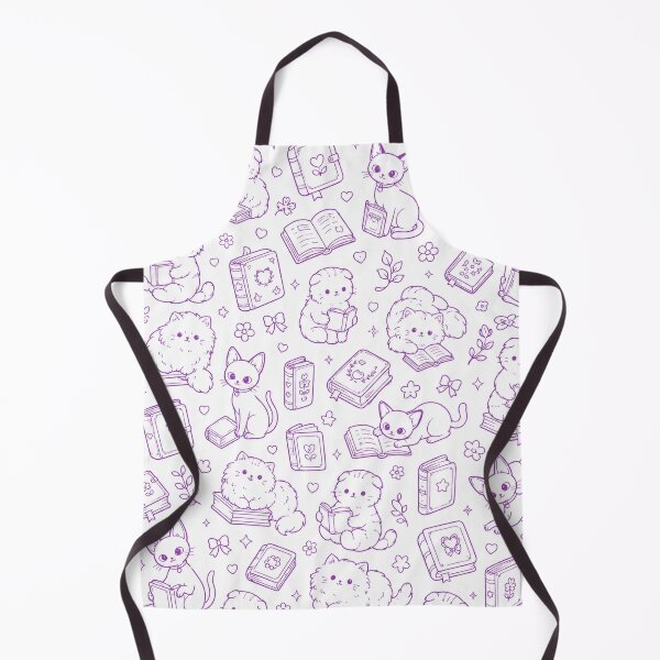 Item preview, Purple Puss in Books | Cute Cat and Book Pattern designed and sold by TerScott.