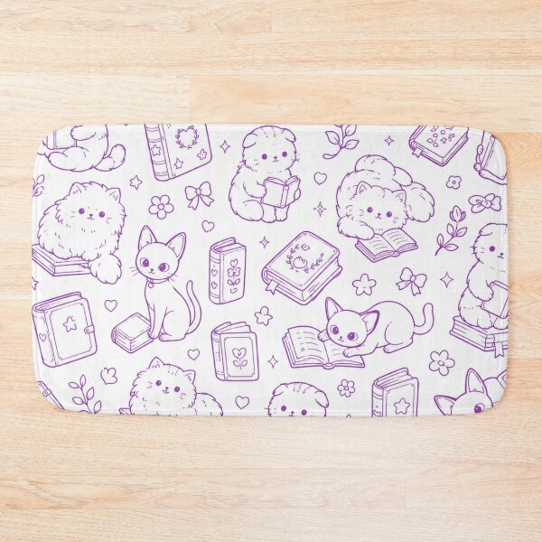 Item preview, Purple Puss in Books | Cute Cat and Book Pattern designed and sold by TerScott.