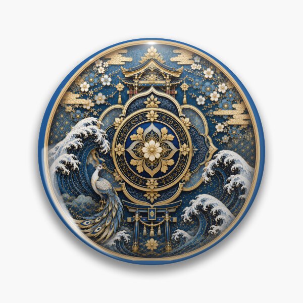 Item preview, Azure Imperial Tide – Sacred Japanese Crest Emblem designed and sold by sunbowjp stadio.
