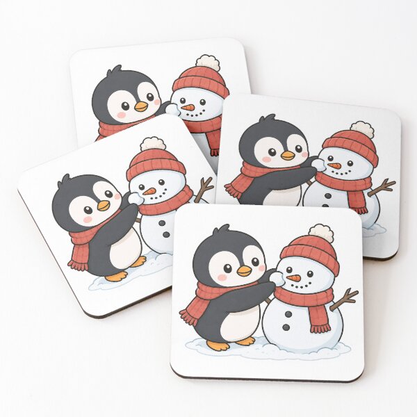 Item preview, Cute Penguin Building a Snowman Sticker designed and sold by PawsGiggles.