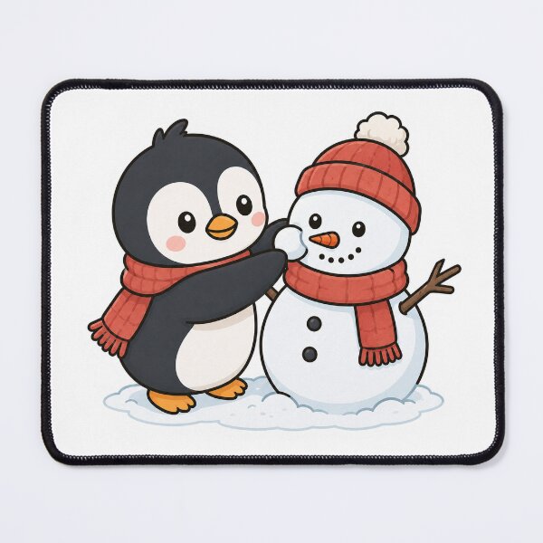 Item preview, Cute Penguin Building a Snowman Sticker designed and sold by PawsGiggles.
