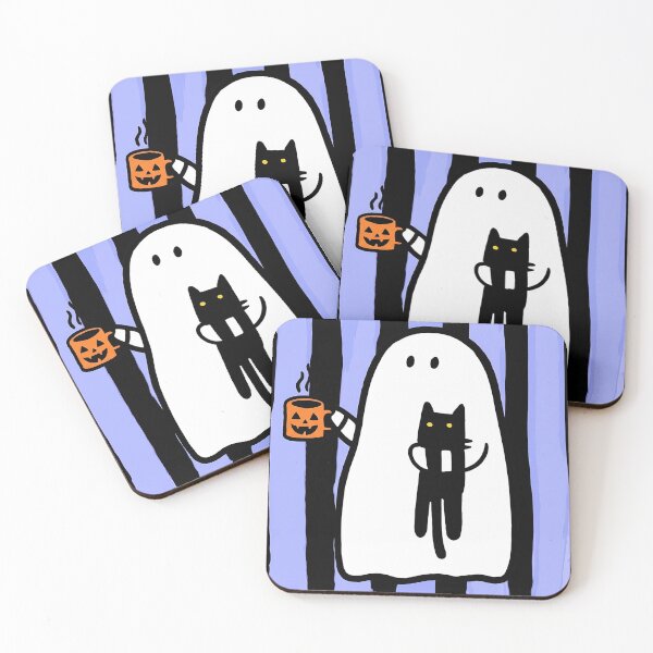 Item preview, Cute Halloween Ghost Coffee And Cat designed and sold by OMITTEROMINOUS.
