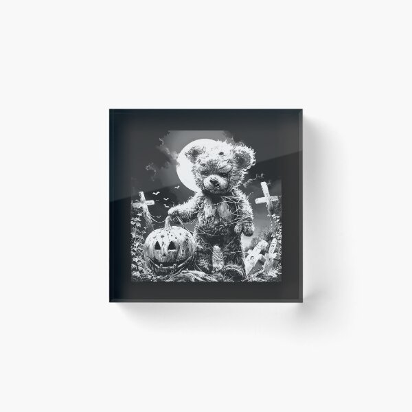 Item preview, Creepy Teddy Bear in a Moonlit Graveyard – Gothic Halloween Art designed and sold by inkoutninja.