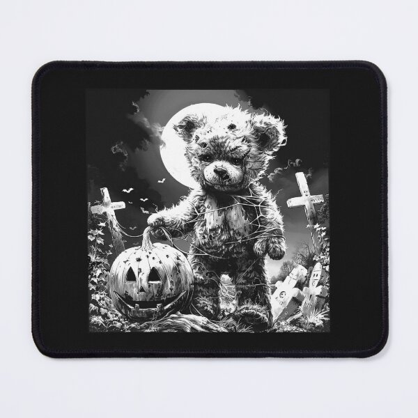 Item preview, Creepy Teddy Bear in a Moonlit Graveyard – Gothic Halloween Art designed and sold by inkoutninja.
