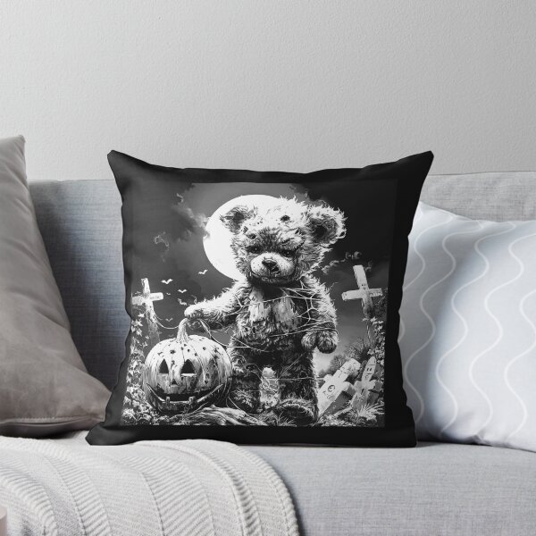 Item preview, Creepy Teddy Bear in a Moonlit Graveyard – Gothic Halloween Art designed and sold by inkoutninja.